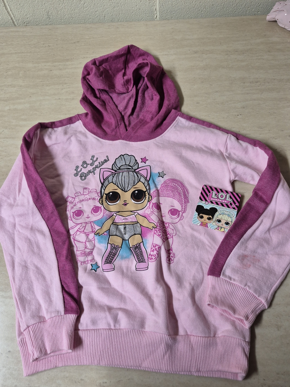 L.O.L. Surprise! Two-Tone Pink Girls' Hooded Sweatshirt with Character Graphic